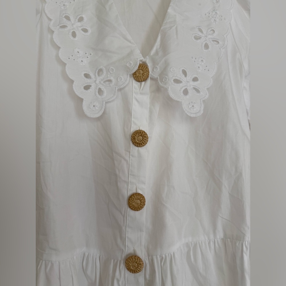 Zara White Mini Dress with Button Details - Picture 3 of 4